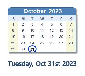 October 31, 2023 (Tuesday) .